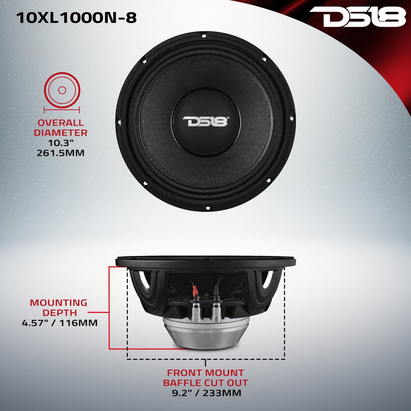 XL 10" Mid-Range Loudspeaker 8-Ohm with Neodymium Magnet 500 Watts RMS - 8 Ohm - 10XL1000N-8 - product image 7 - AudioSellerz