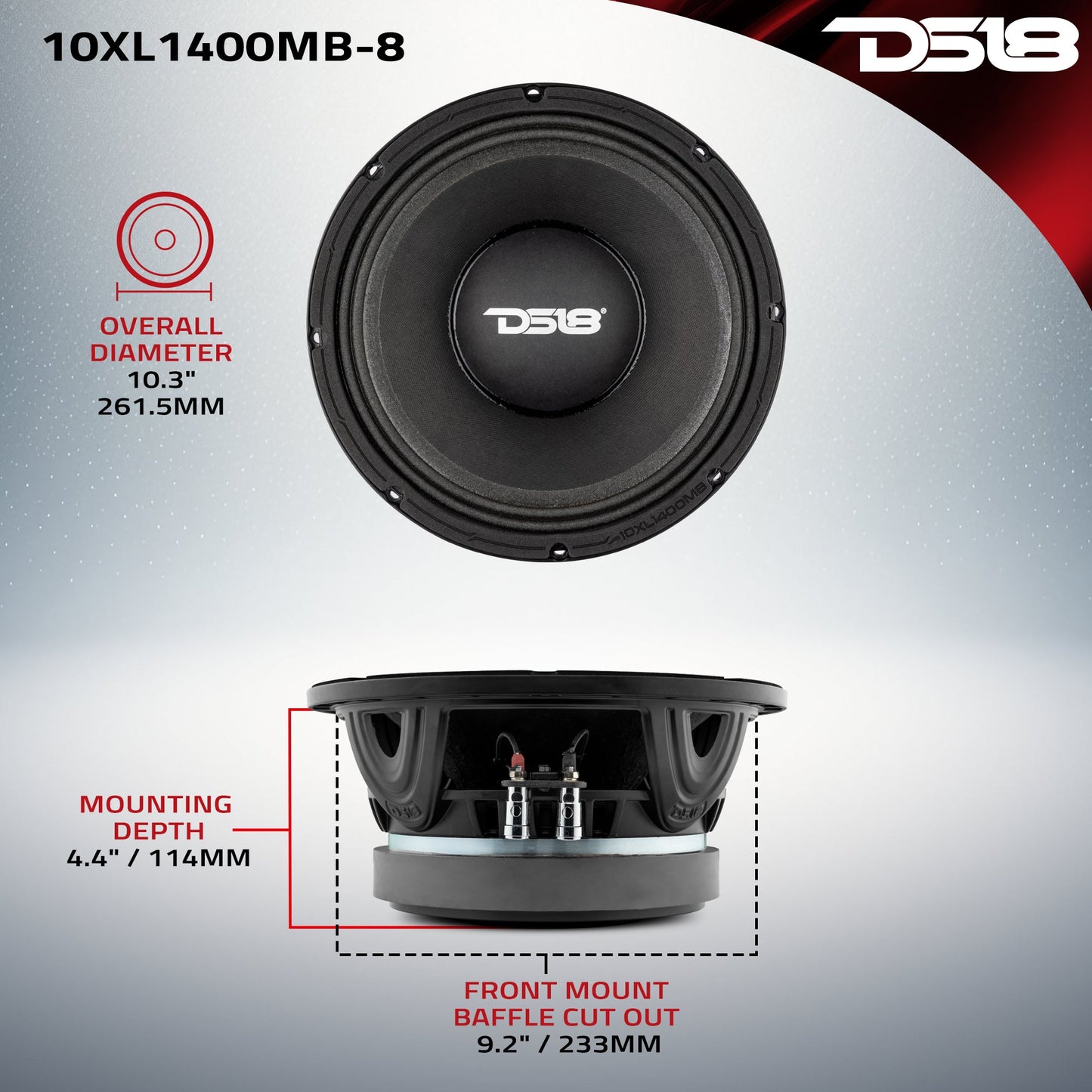XL 10" Mid-Bass Loudspeaker 700 Watts Rms 8-Ohm.