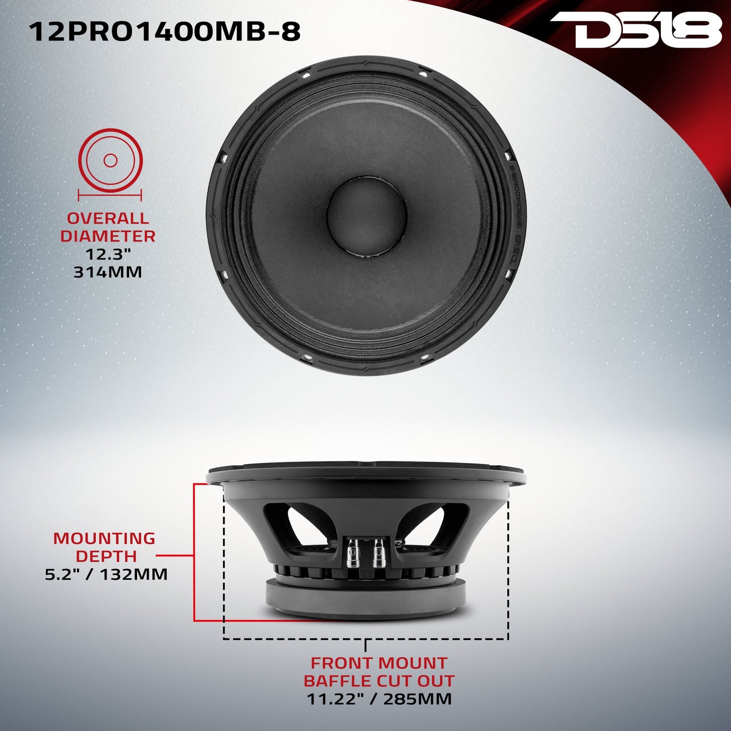 12" Mid-Bass Loudspeaker 700 Watts Rms 8-Ohm.