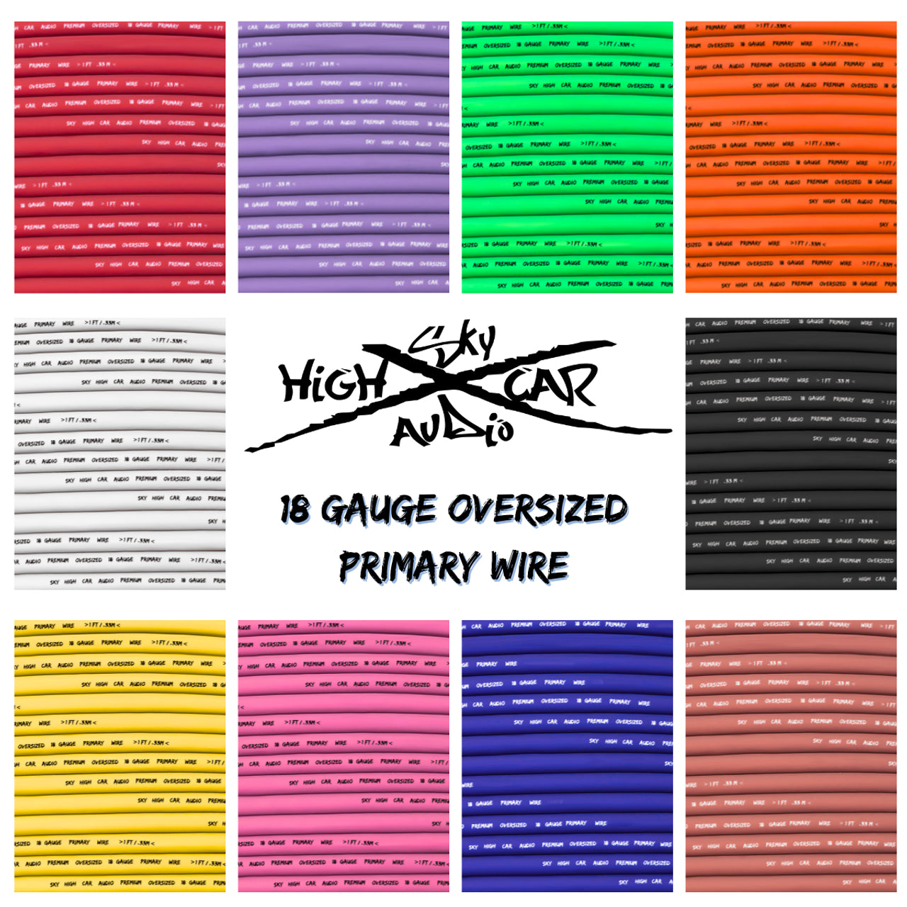 Sky High Car Audio CCA 18 Gauge Primary Wire – 500ft Spool - Audio Sellerz