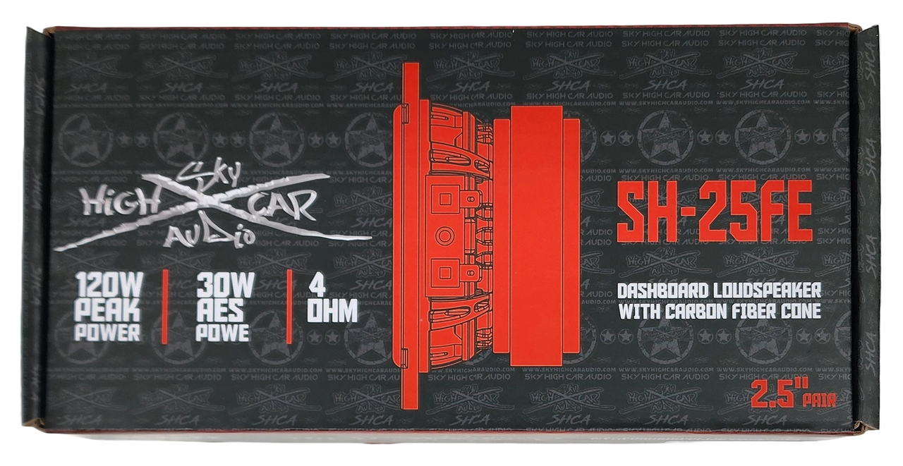 Sky High Car Audio SH-25FE 2.5" Loudspeaker with Carbon Fiber Cone (Pair
