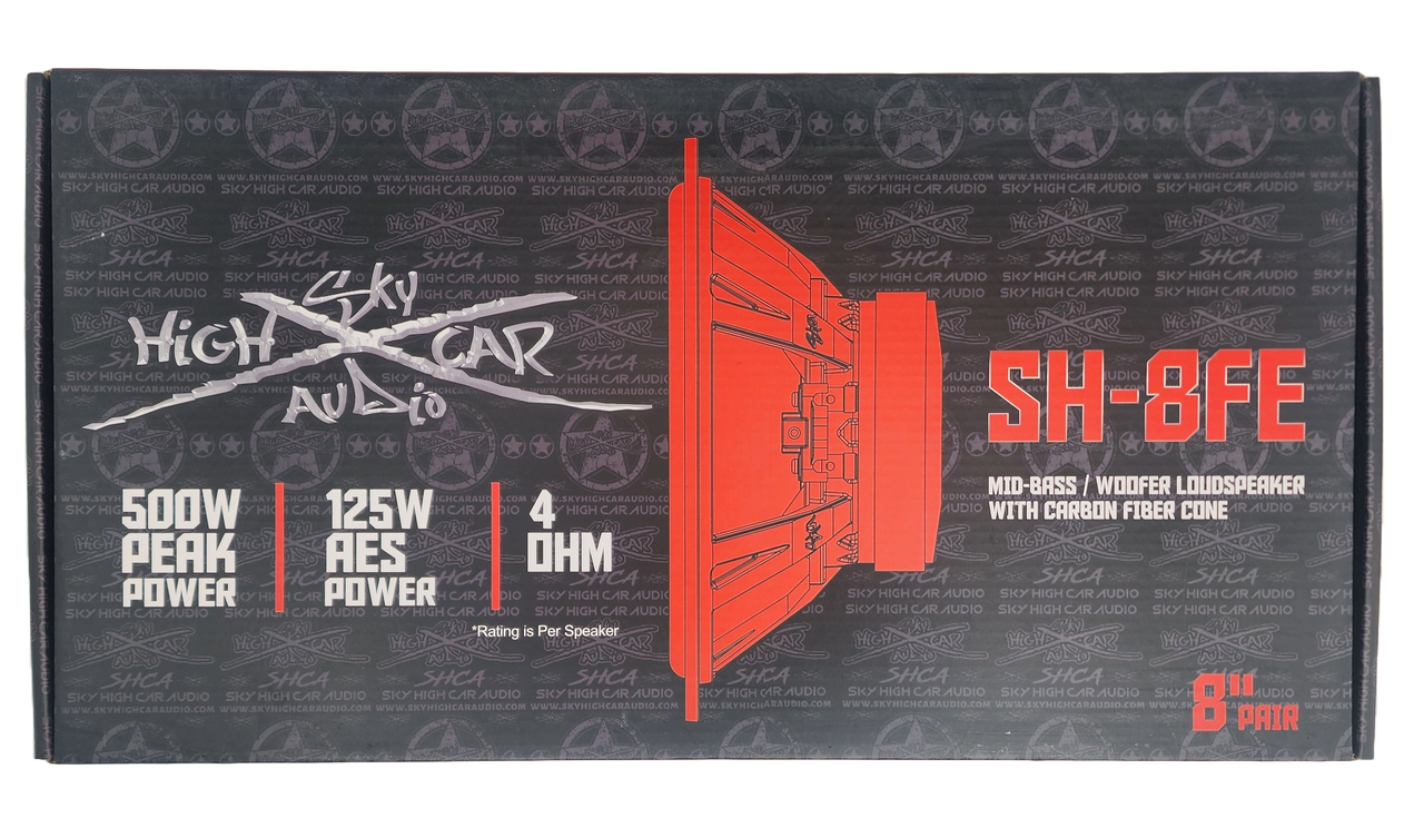Sky High Car Audio SH-8FE 8" Mid Woofer Pair w/ Carbon Fiber Cone