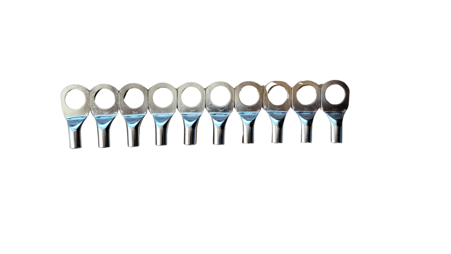 DC Audio 8AWG-10mm Holes Tinned Copper Ring Terminals w/ Heat Shrink Tubing - 10 Pack.