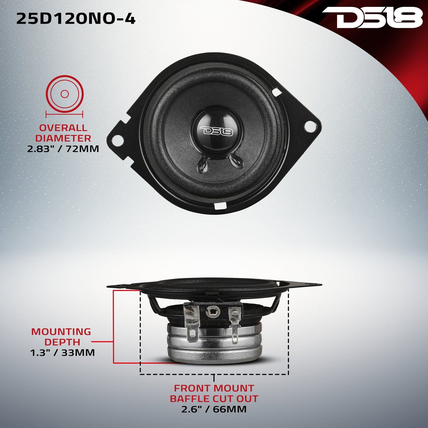 2.5" OEM Dashboard Loudspeaker with Neodymium Magnet | 60W RMS 4-Ohm - 4 Ohm - 25D120NO-4 - product image 7 - AudioSellerz
