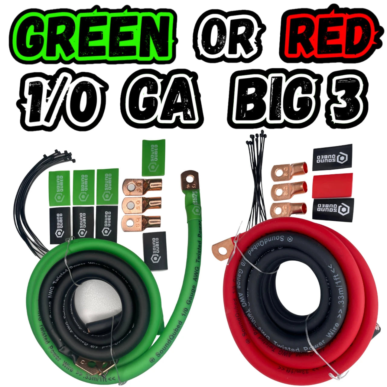 SoundQubed 1/0 Gauge Big 3 Upgrade Kit – CCA wire