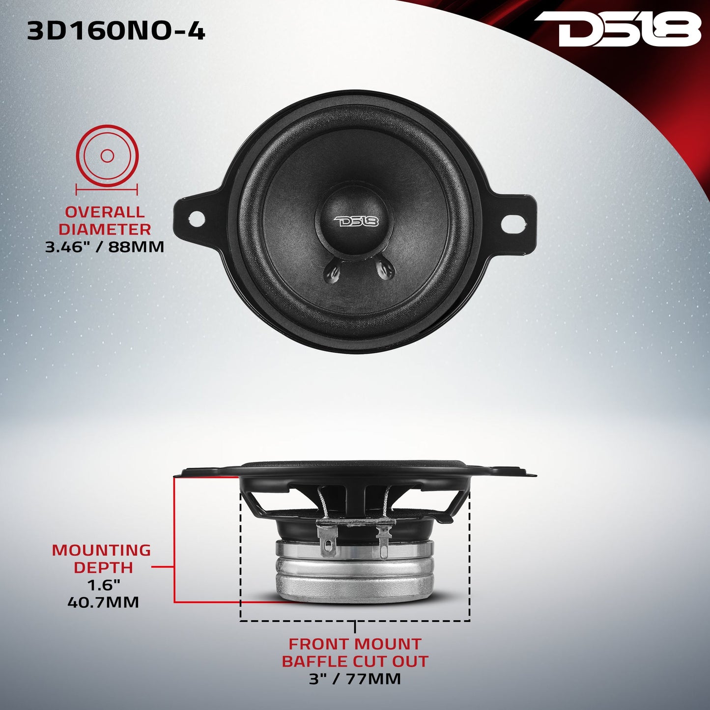 3" OEM Dashboard Loudspeaker with Neodymium Magnet | 80W RMS 4-Ohm - 4 Ohm - 3D160NO-4 - product image 7 - AudioSellerz