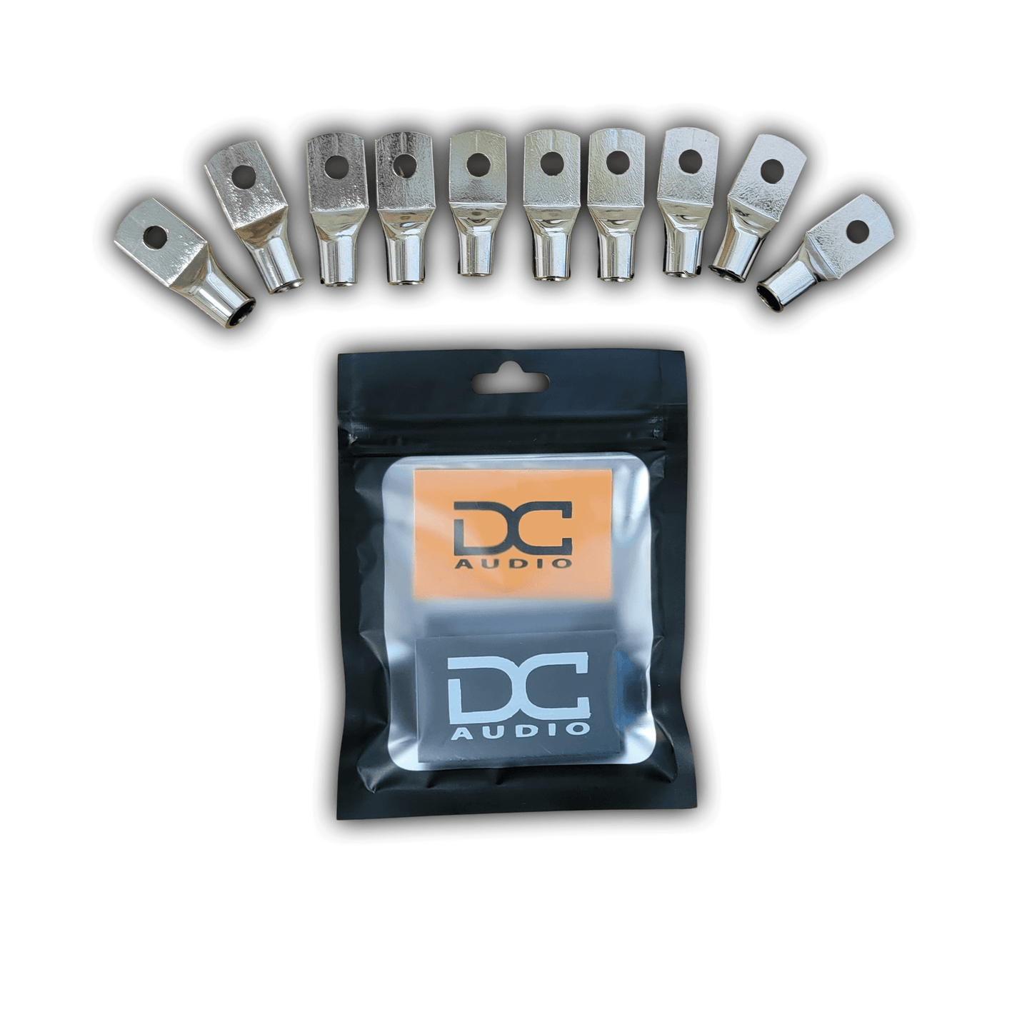 DC Audio 4AWG-6mm Holes Tinned Copper Ring Terminals w/ Heat Shrink Tubing - 10 Pack.