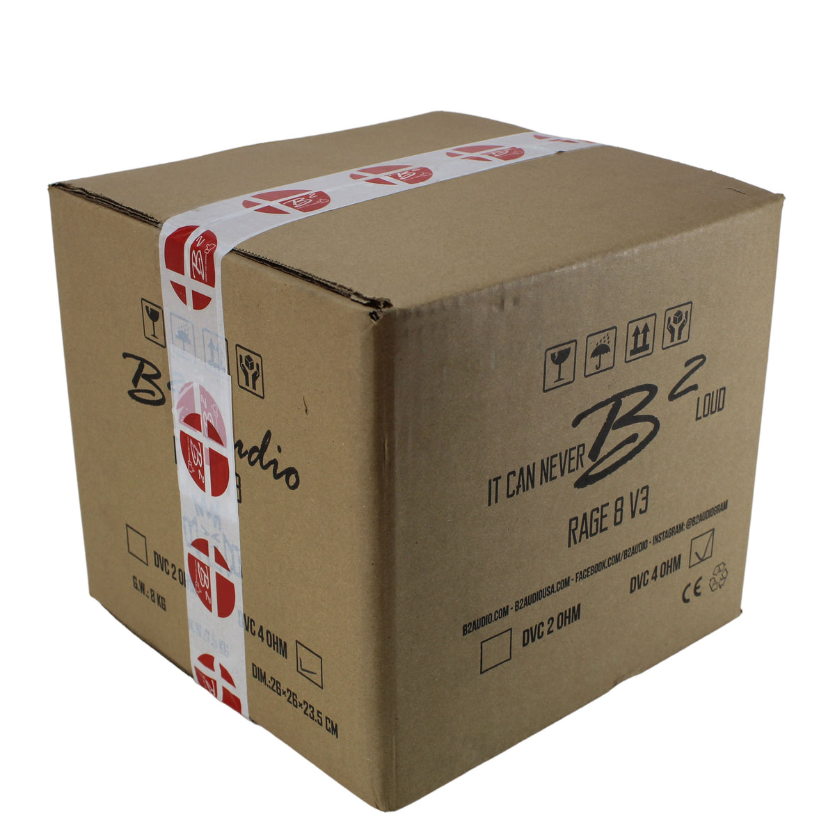 B2 Audio RAGE Series V3 8" 500 Watt RMS Dual 4-Ohm 2" Voice Coil High Excursion Subwoofer