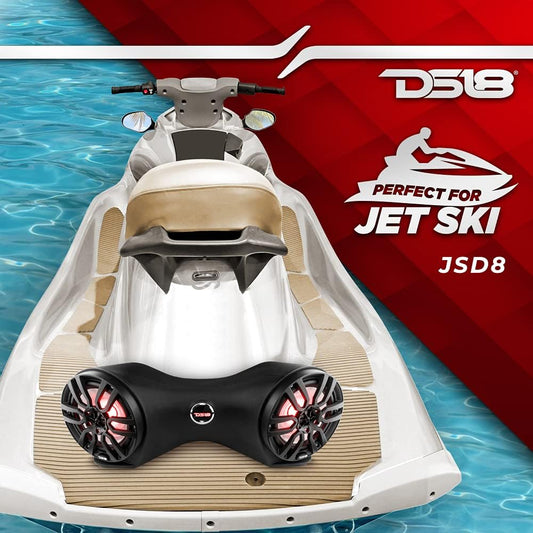 Extreme Sound System for Jet Skis - Loaded with 2 x 8" Coaxial Marine Speakers with RGB LED Lights.