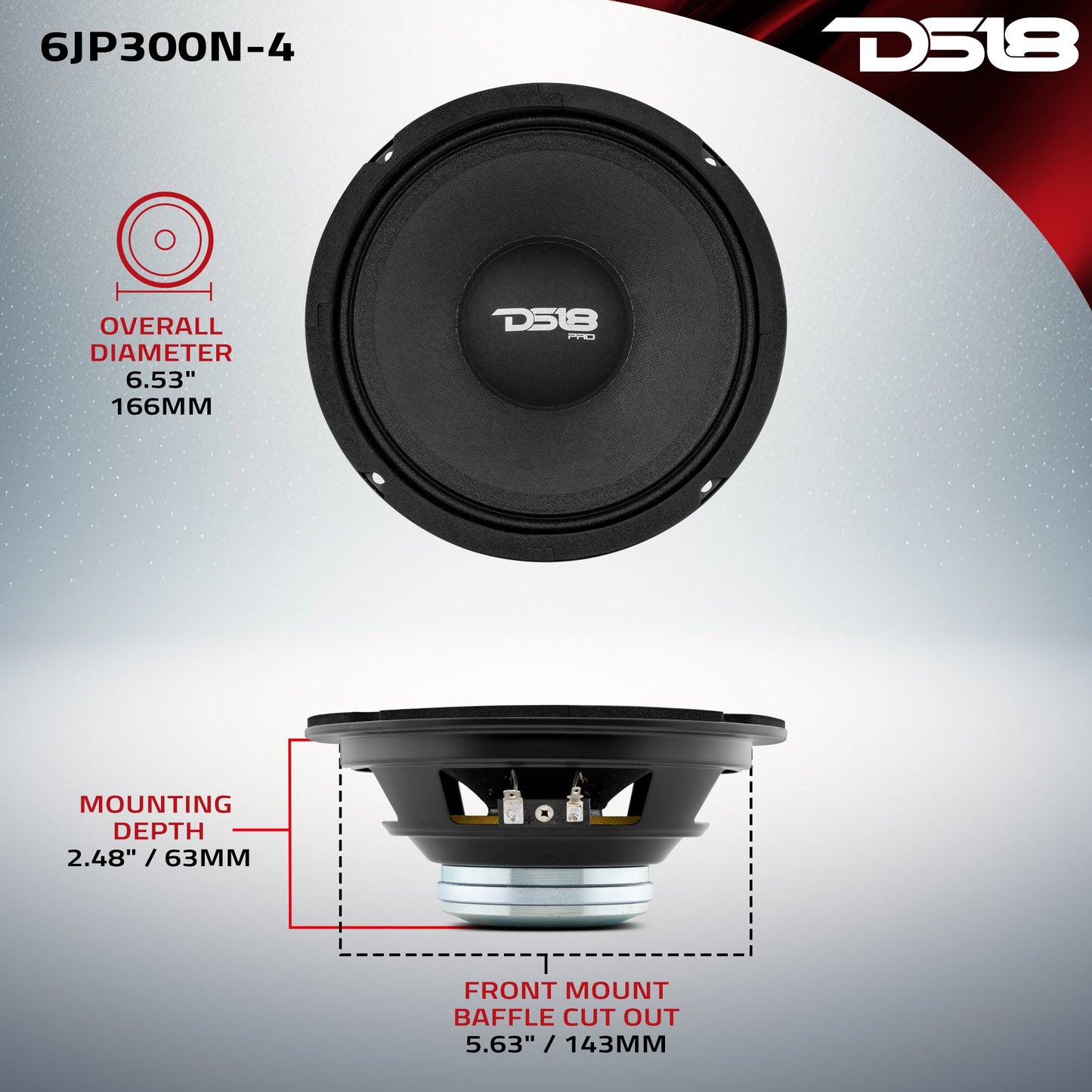 PRO 6.5" Neodymium Full-Range Loudspeaker 150 Watts Rms 4-Ohm (Used in JP6NEO Jeep Enclosures).