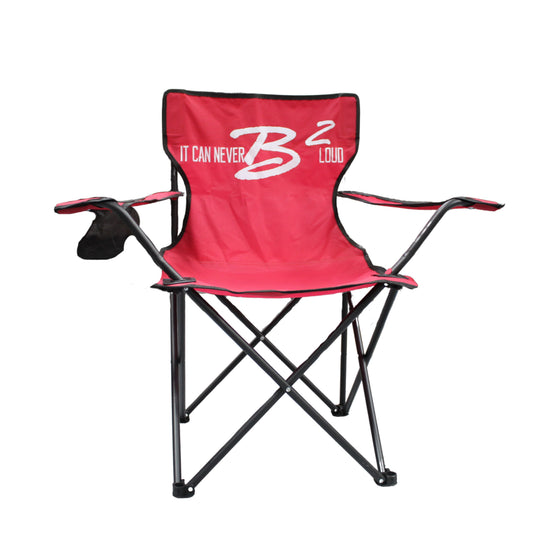 B2 Audio Quick Foldable Chair with It Can Never B2 Loud Slogan - Red.