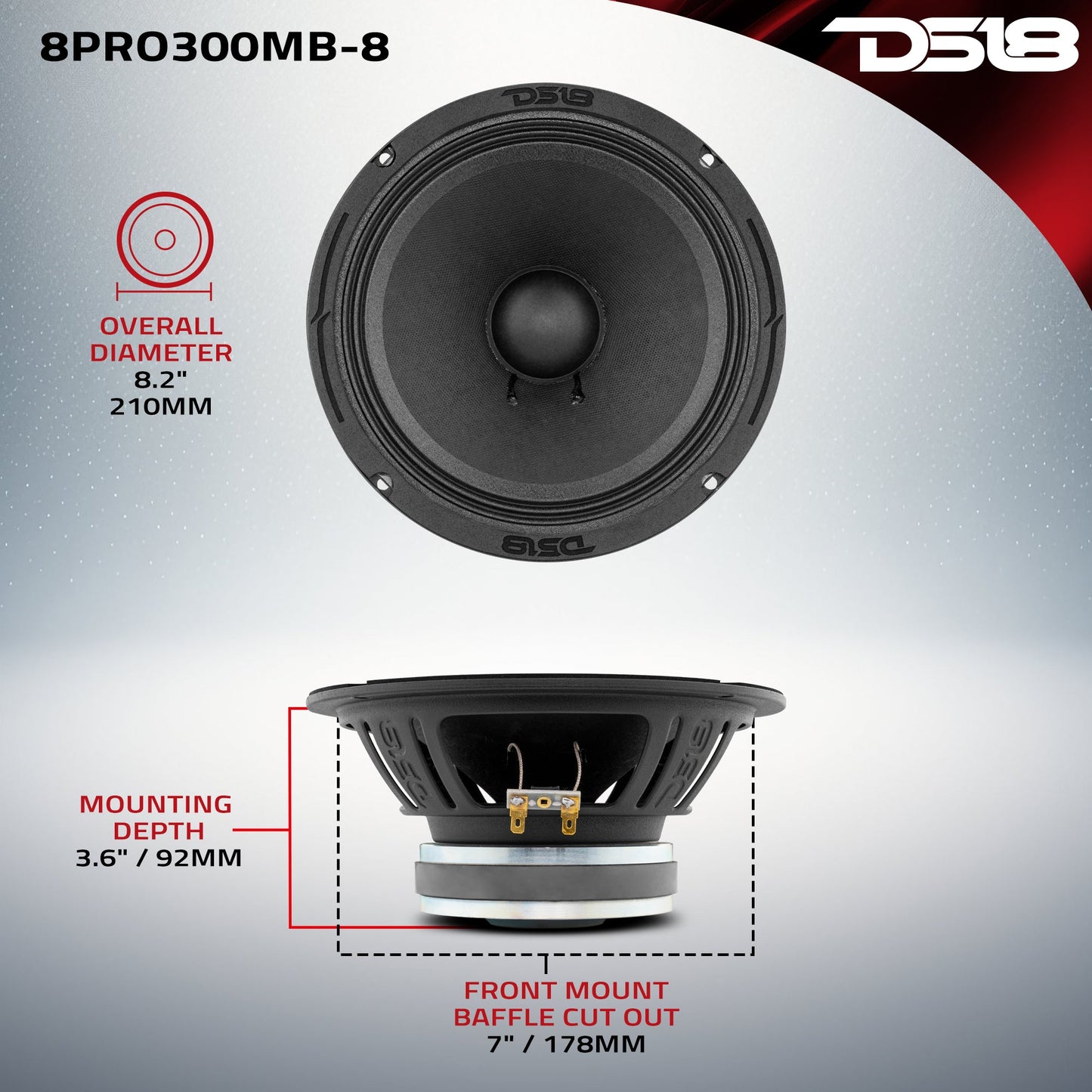 8" Mid-Bass Loudspeaker 150 Watts Rms 4-Ohm.