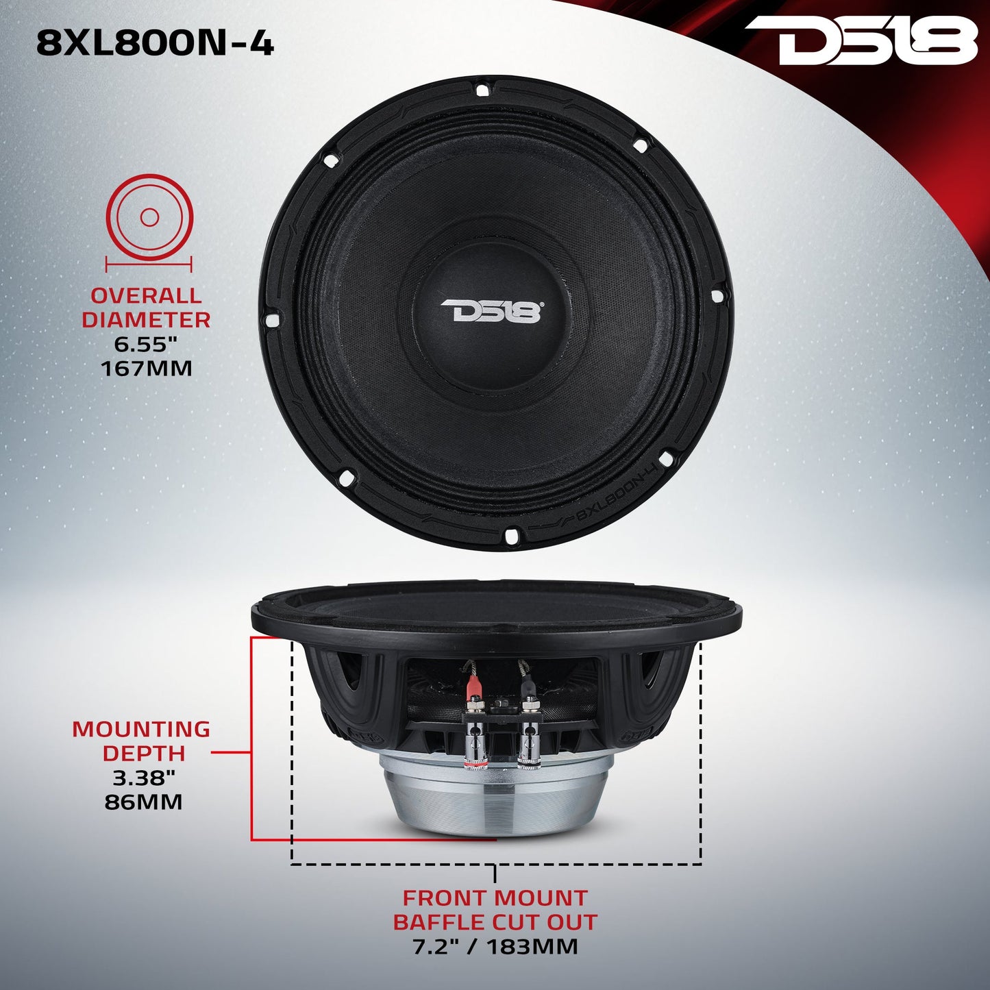 XL 8" Mid-Range Loudspeaker 4-Ohm With Neodymium Magnet 400 Watts RMS - 4 Ohm - 8XL800N-4 - product image 7 - AudioSellerz
