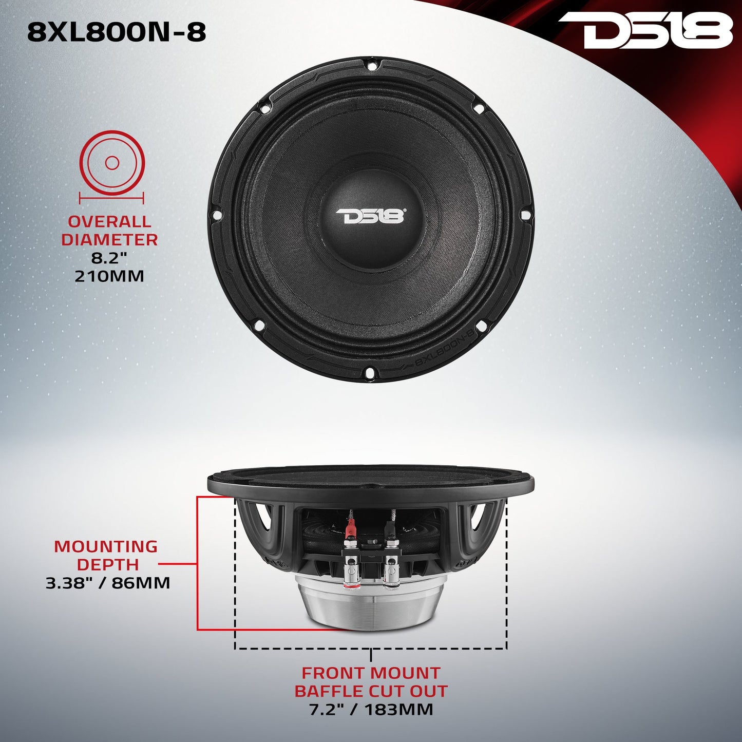 XL 8" Mid-Range Loudspeaker 8-Ohm with Neodymium Magnet 400 Watts RMS - 8 Ohm - 8XL800N-8 - product image 7 - AudioSellerz