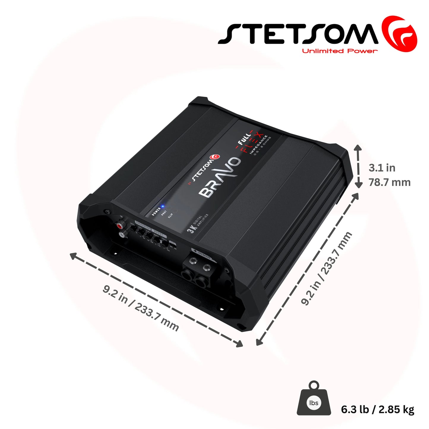 Stetsom Bravo Full Flex 3K Monoblock Amplifier – 3000W RMS 0.5 to 2 Ohm - Audio Sellerz