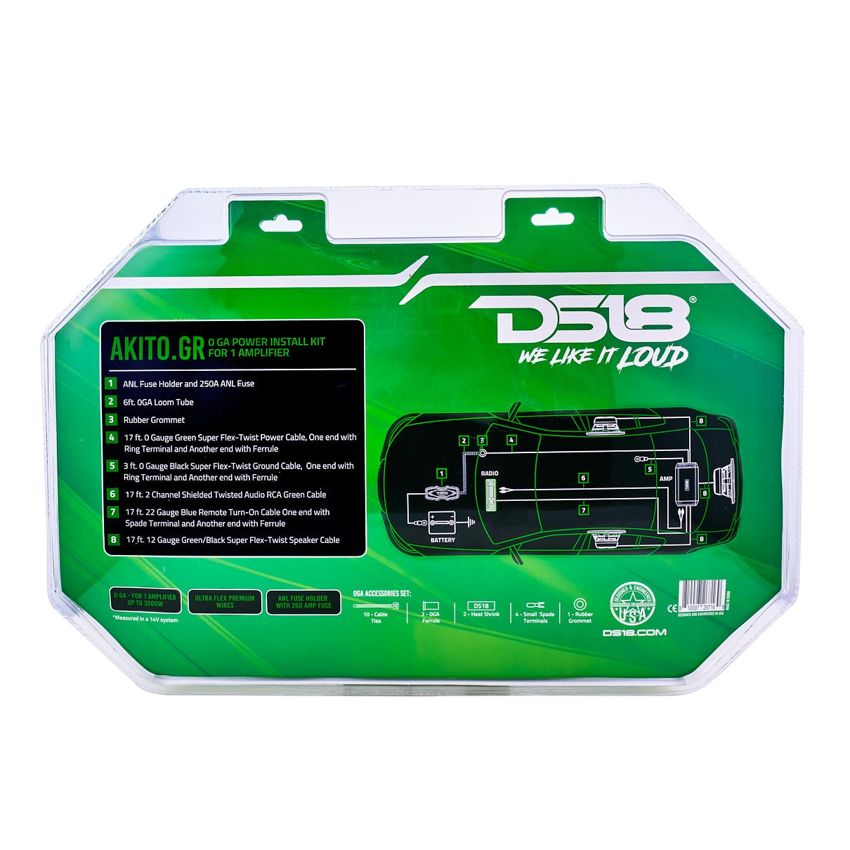 0-GA Amplifier Installation Wiring Kit - Green - AKIT0.GR - product image 6 - AudioSellerz