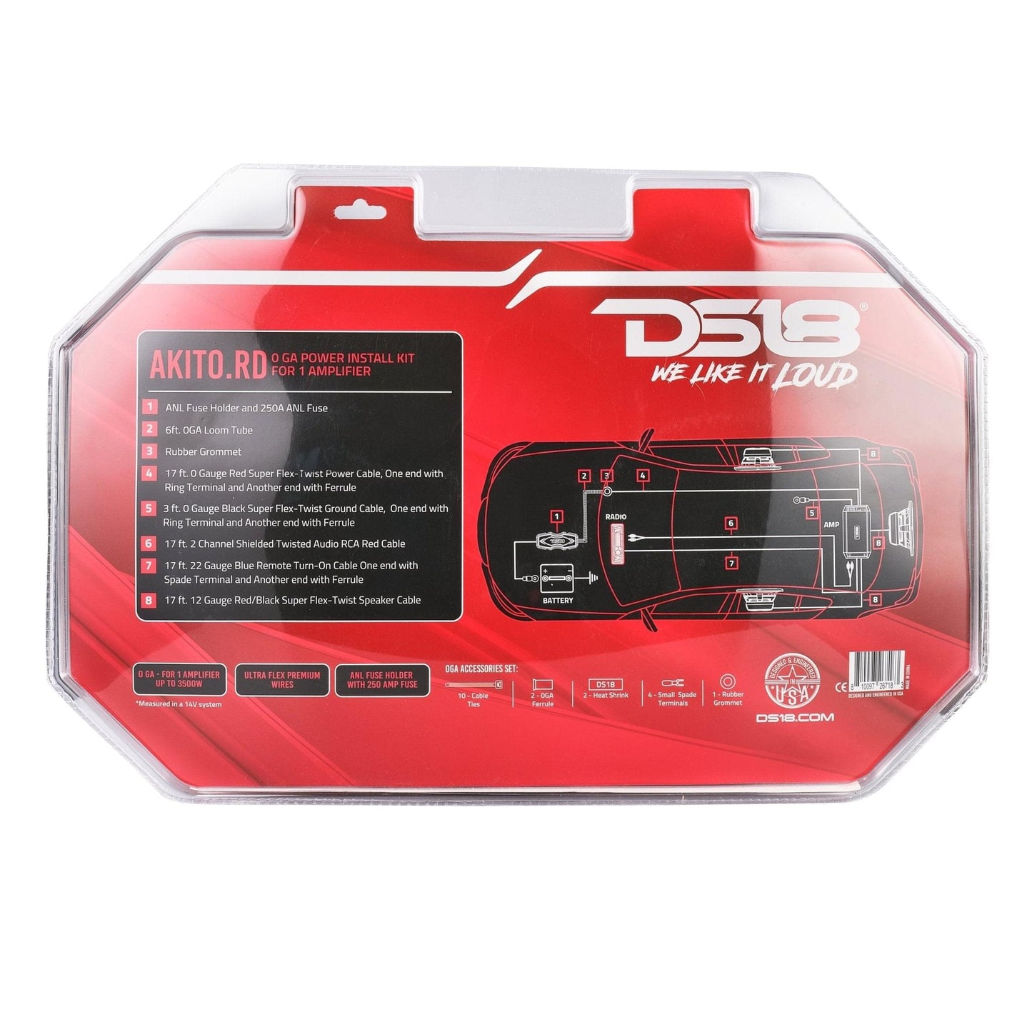 0-GA Amplifier Installation Wiring Kit - Red - Red - AKIT0.RD - product image 6 - AudioSellerz