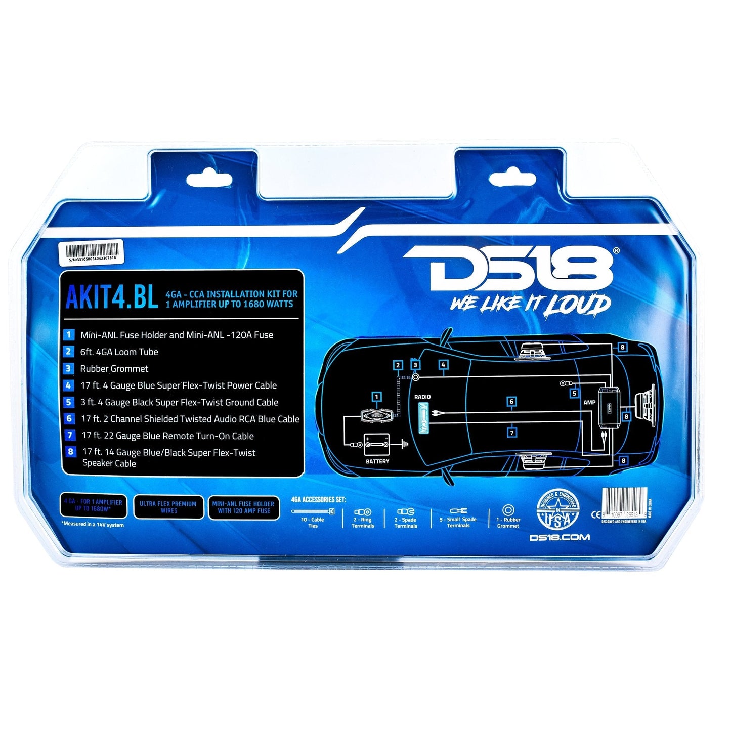 4-GA Amplifier Installation Wiring Kit - Blue - Blue - AKIT4.BL - product image 6 - AudioSellerz