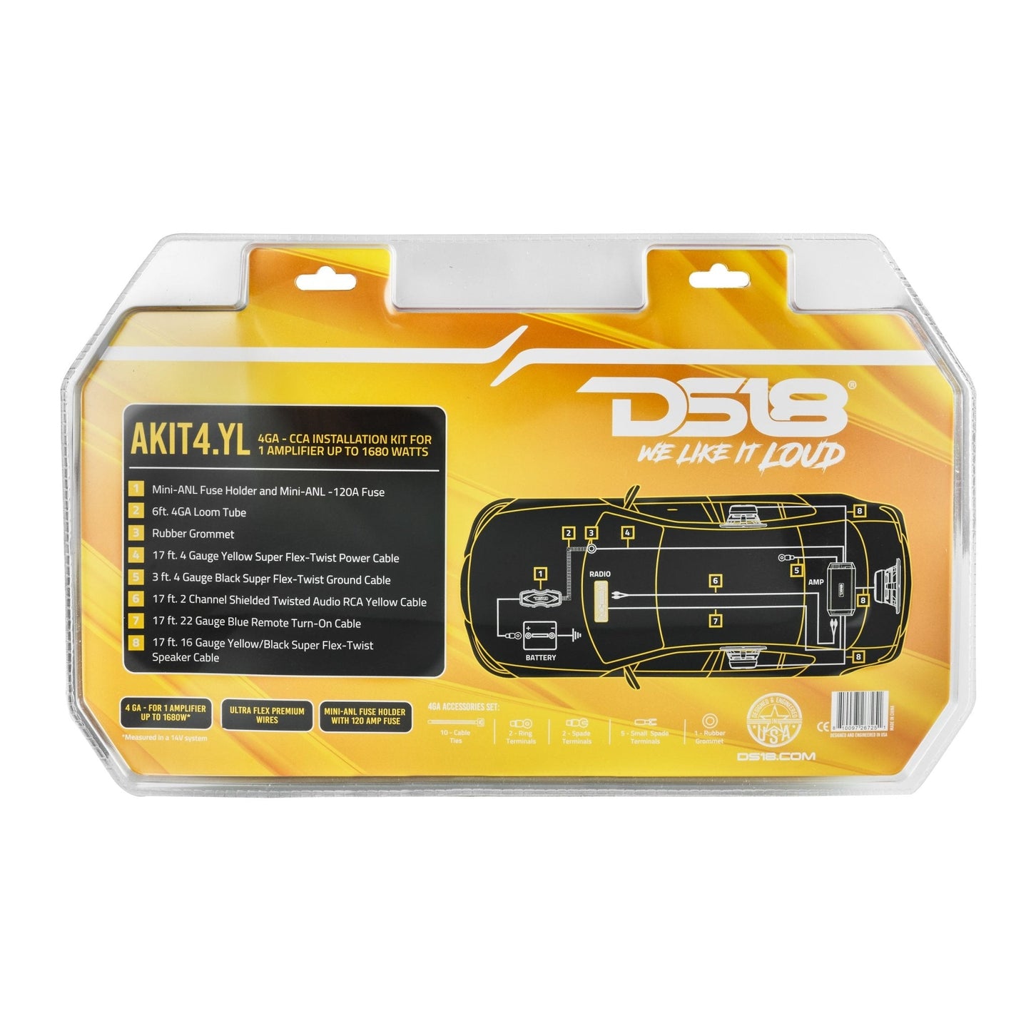 4-GA Amplifier Installation Wiring Kit - Yellow - AKIT4.YL - product image 6 - AudioSellerz