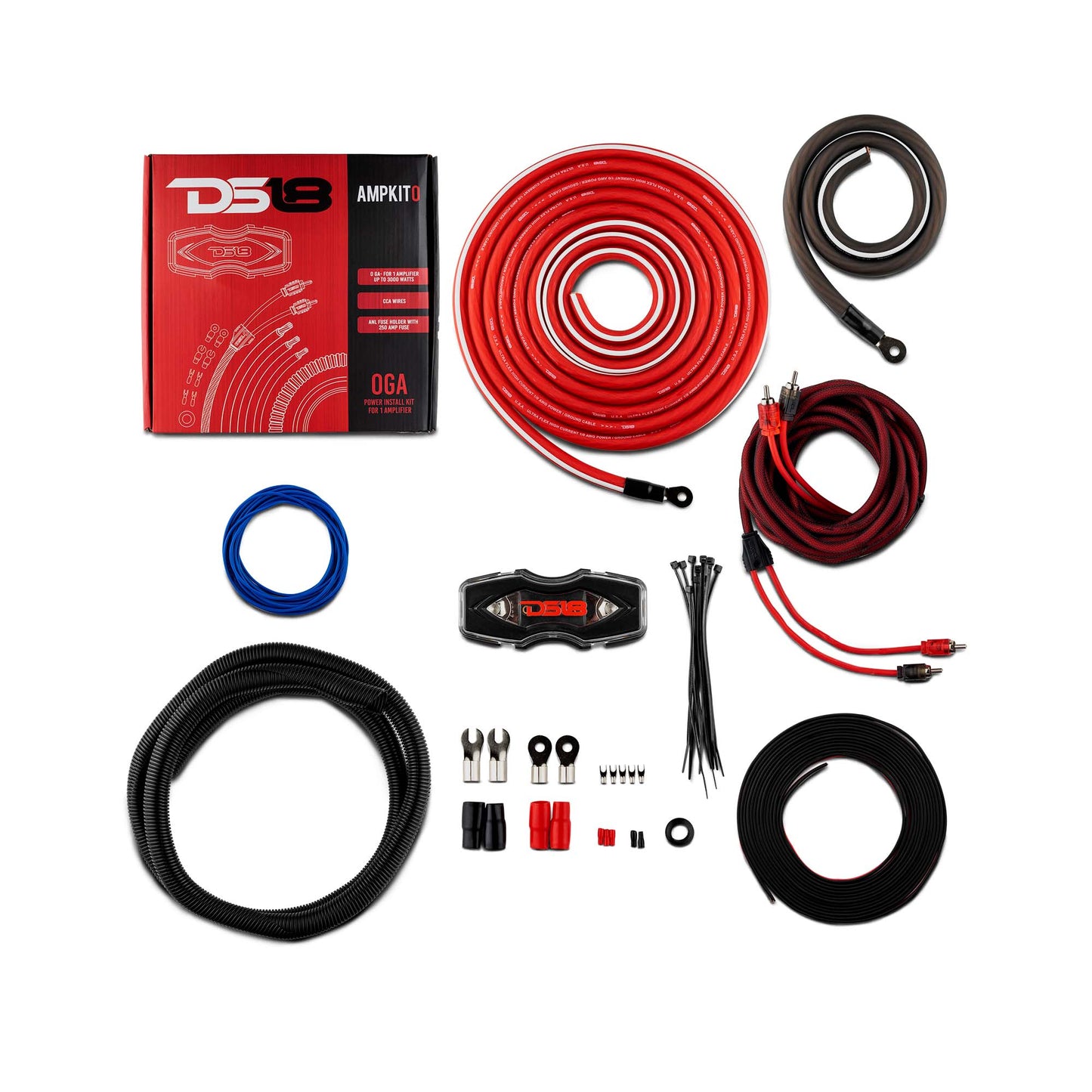 DS18 ZXI15.4D-PKG Bass Package - 2 x ZXI15.4D - 15" Car Subwoofer, ZR2000.1D - 1-Channel Monoblock Amplifier ,and AMPKIT0.
