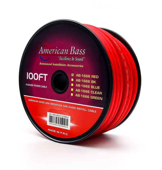 American Bass 4 Gauge Mega Flex Power Cable 100ft Roll - Sold by Audio Sellerz