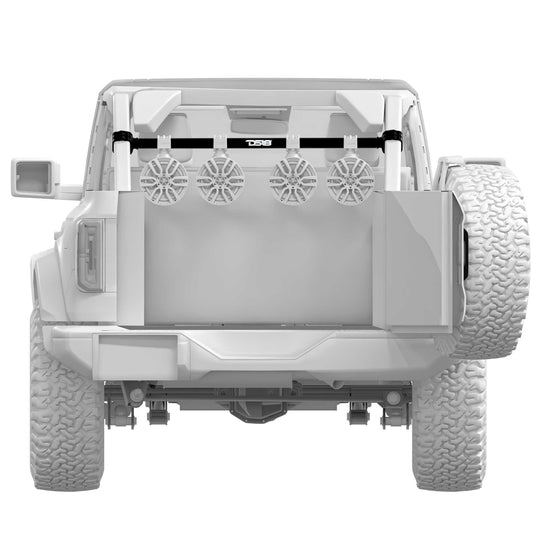 BRO-TUBE 4x 8" Marine Towers Speakers with RGB LED Lights, 4-Channel Marine Amplifier and AMPKIT for Ford Bronco 6th Gen.