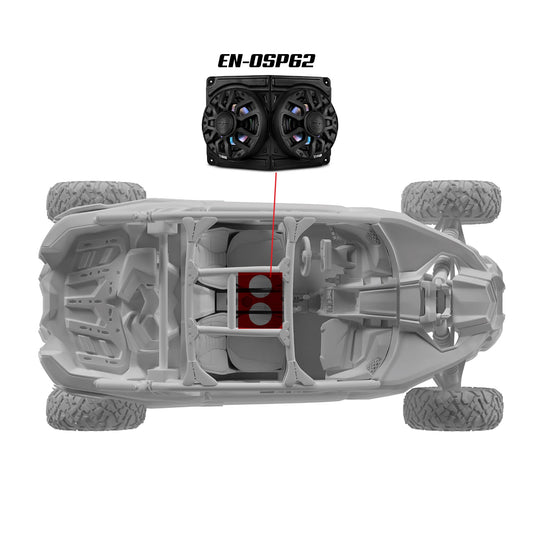 CAN-AM Overhead Enclosure With Amplifier and Installation Kit - Loaded with 2x 6.5" 2-Way Marine Speakers With Digital LED Lights.