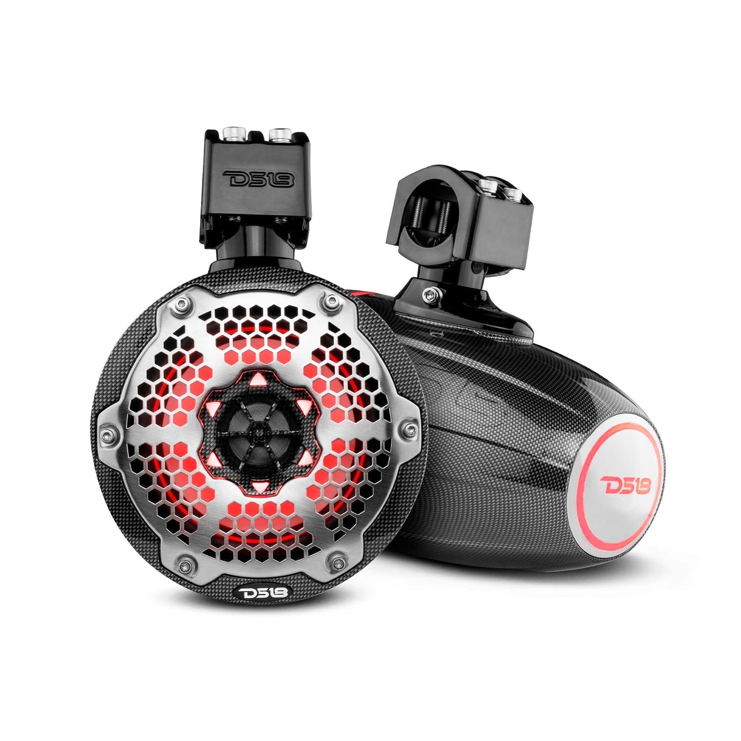 NXL 6.5" Marine Water Resistant Wakeboard Tower Speakers with Integrated RGB LED Lights 300 Watts.