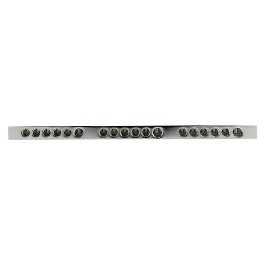 Chrome Plated Distribution Bar Block 3x 1/0-GA and 15 x 2/0-GA Direct Bolt Down Type 19" Long.