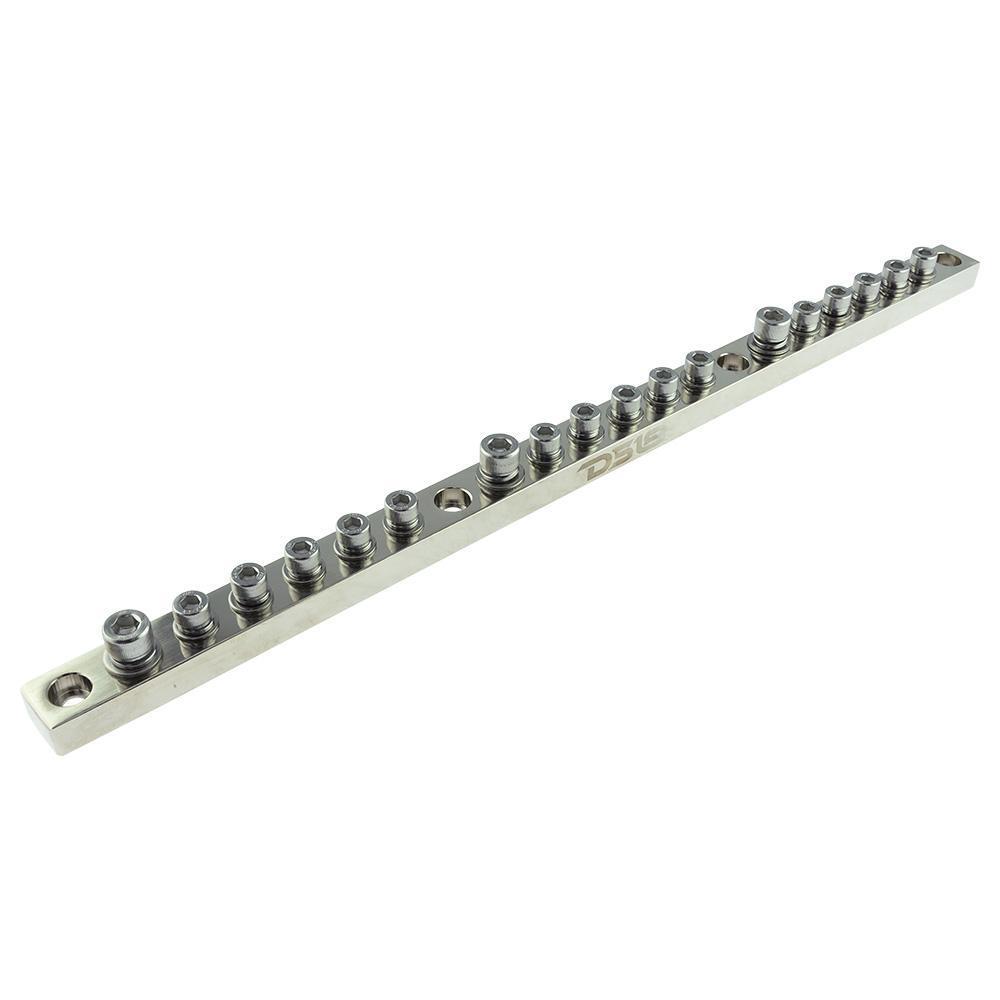 Chrome Plated Distribution Bar Block 3x 1/0-GA and 15 x 2/0-GA Screw Down Type 20" Long.