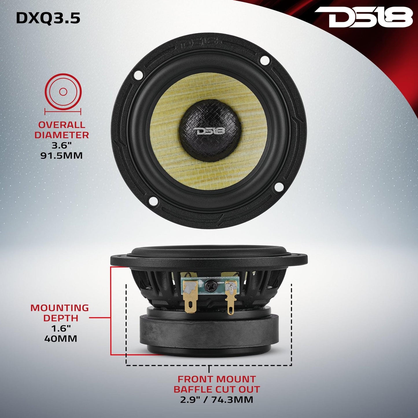 DXQ 3.5” Midrange Speaker with Yellow Straw + Composite Foam Cone | 60W RMS - 4 Ohm - DXQ3.5 - product image 7 - AudioSellerz