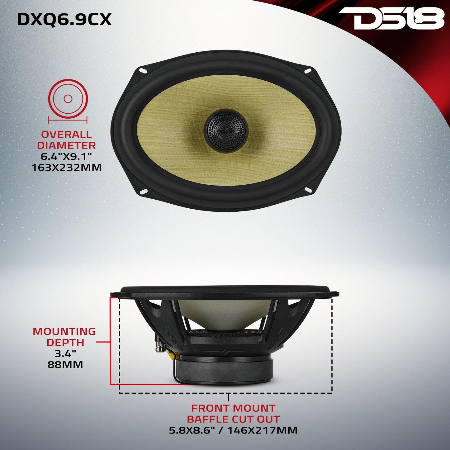 DXQ 6x9" 2-Way Coaxial Speaker with Yellow Straw and Composite Foam Cone - 4 Ohm - DXQ6.9CX - product image 8 - AudioSellerz