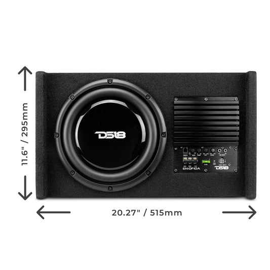 10" Loaded Amplified Shallow Down Fire Subwoofer Enclosure 250 Watts Rms.