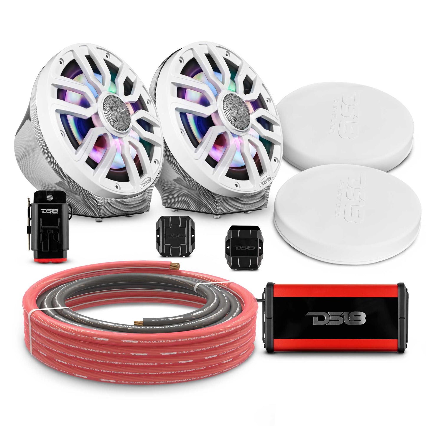 8" Loaded Flat Mount Speaker Pods with Amplifier, Installation Kit and - EN-JS8PKGBK/IQBK - product image 10 - AudioSellerz
