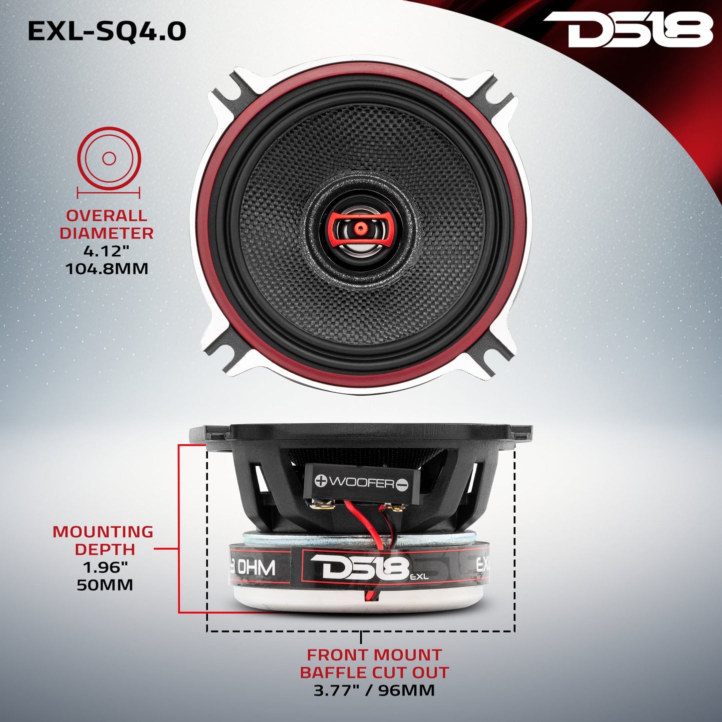 EXL 4" 2-Way Coaxial Speaker with Fiber Glass Cone | 60W RMS 3-Ohm.