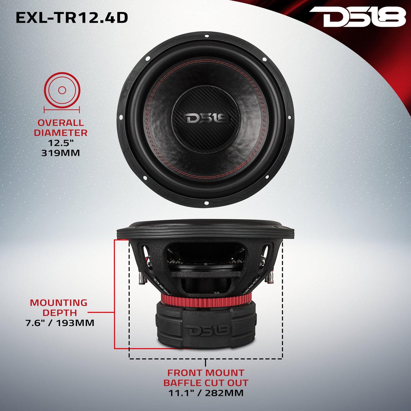 EXL 12” Subwoofer Dual Stack with Reinforced Cone 1500 Watts RMS 3" - 4 Ohm - EXL-TR12.4D - product image 7 - AudioSellerz