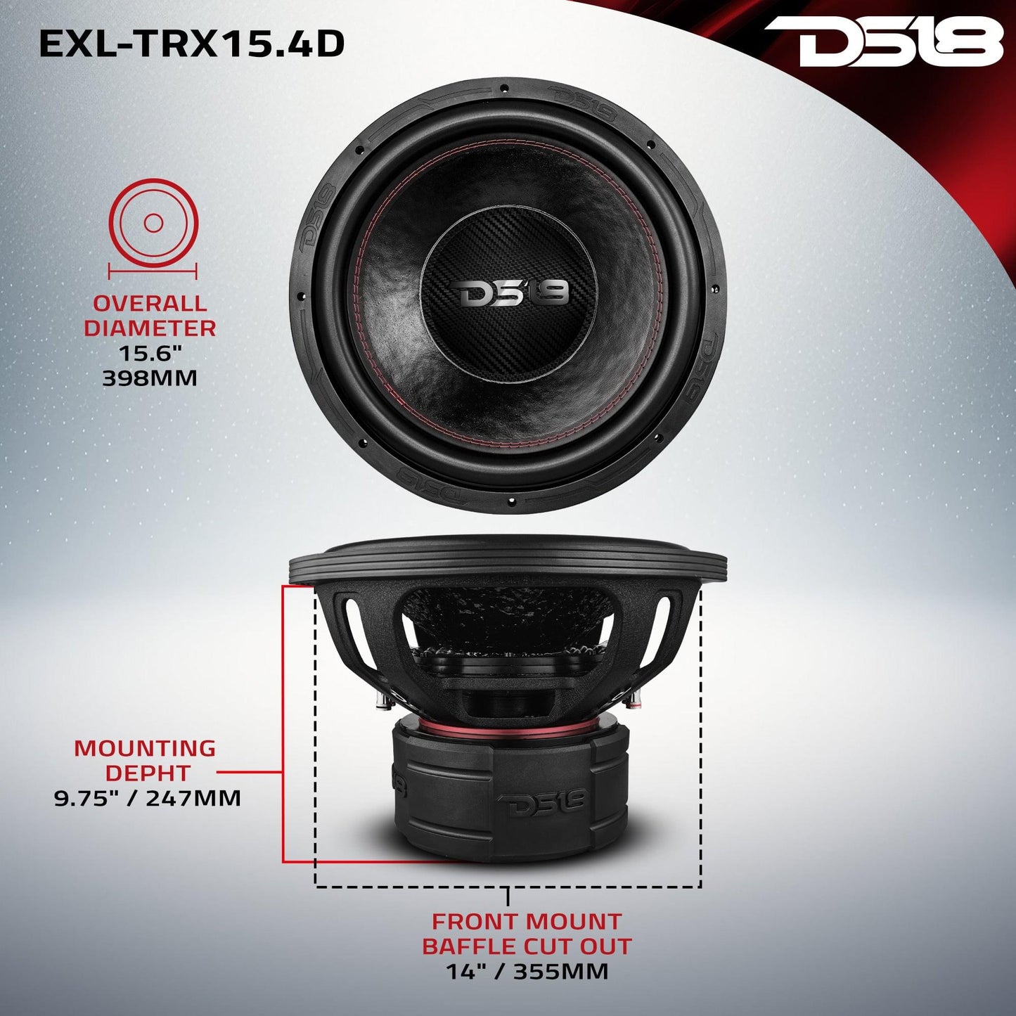 EXL 15” Subwoofer Quad Stack with Reinforced Cone 3000 Watts RMS 4” - 4 Ohm - EXL-TRX15.4D - product image 8 - AudioSellerz