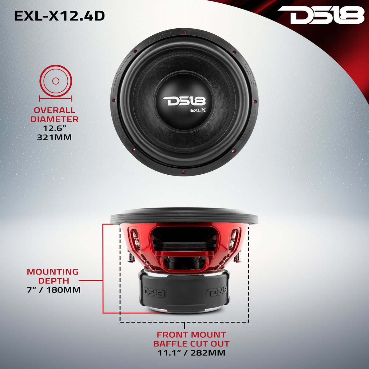 EXL-X 12" Subwoofer 1250 Watts Rms DVC 4-Ohms.