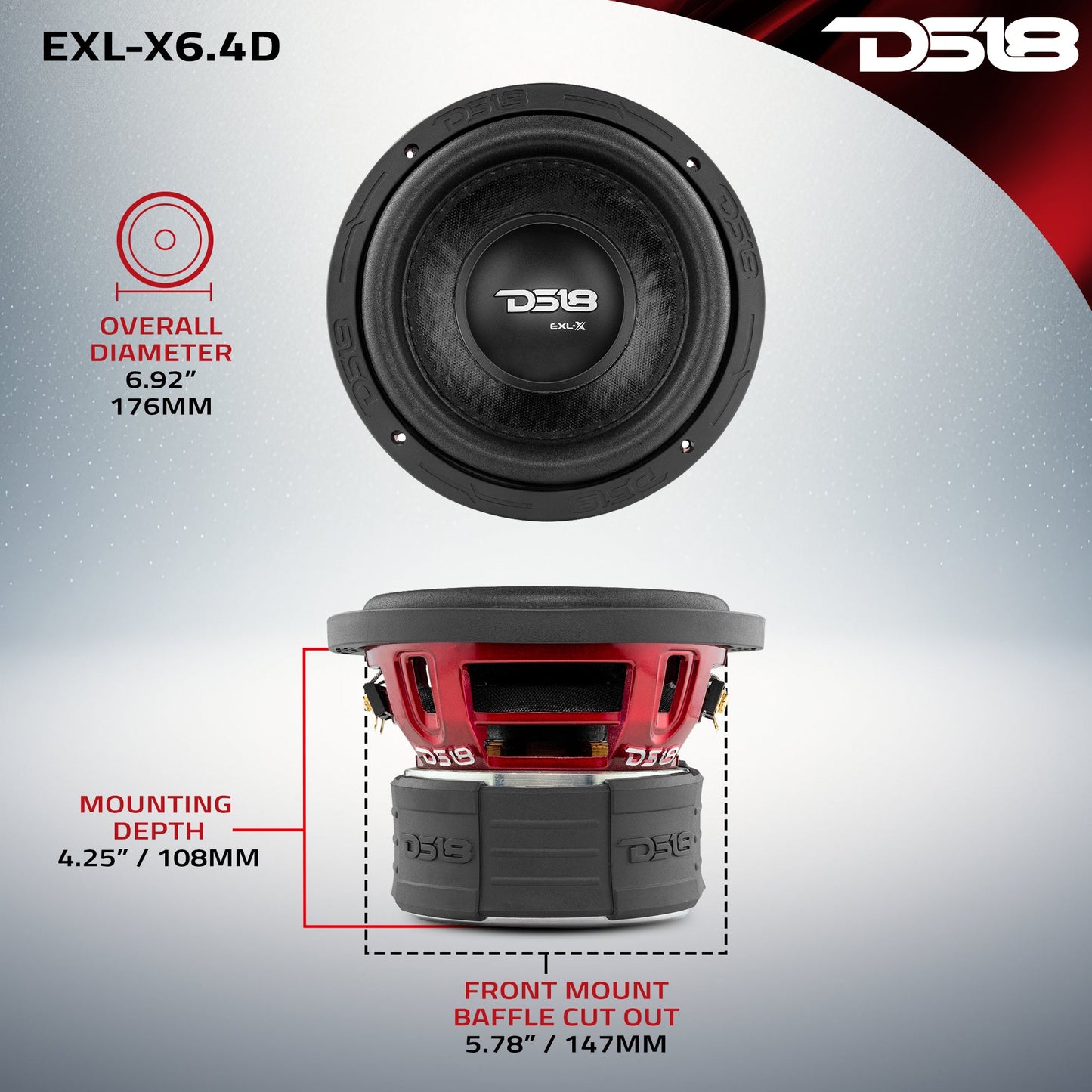 EXL-X 6.5" Subwoofer 400 Watts Rms DVC 4-Ohms.