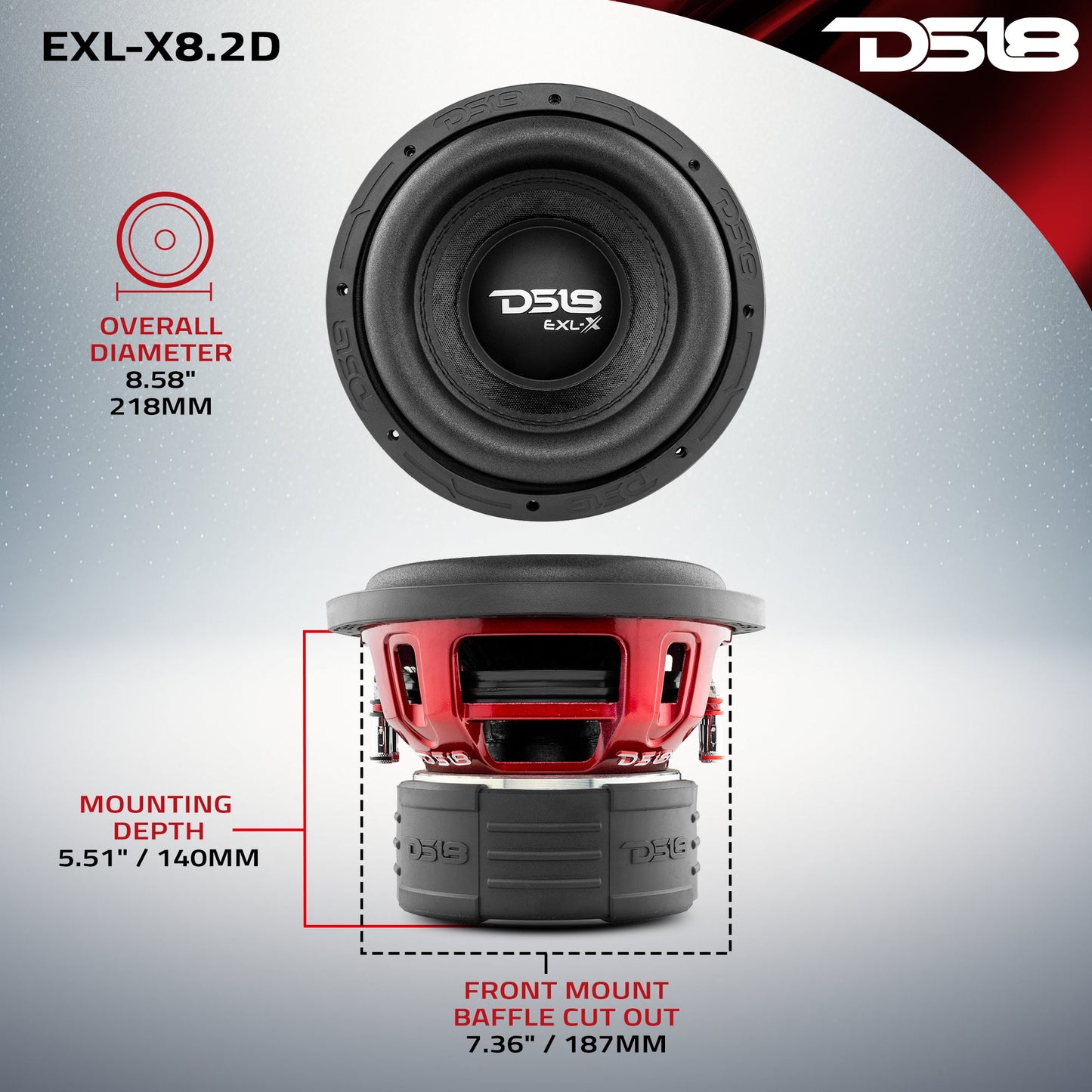 EXL-X 8" Subwoofer 600 Watts Rms DVC 2-Ohms.