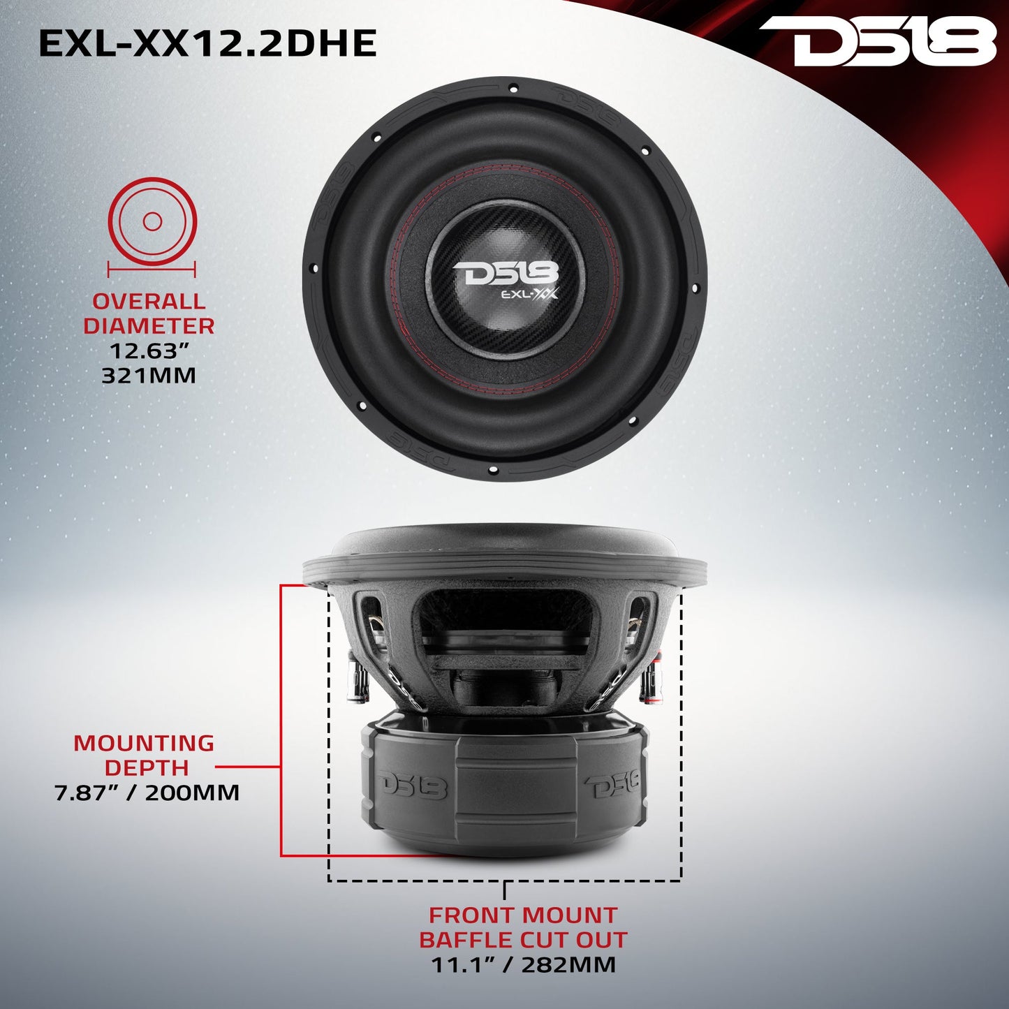 EXL XX 12" High Excursion Subwoofer 2000 Watts Rms DVC 2-Ohm.