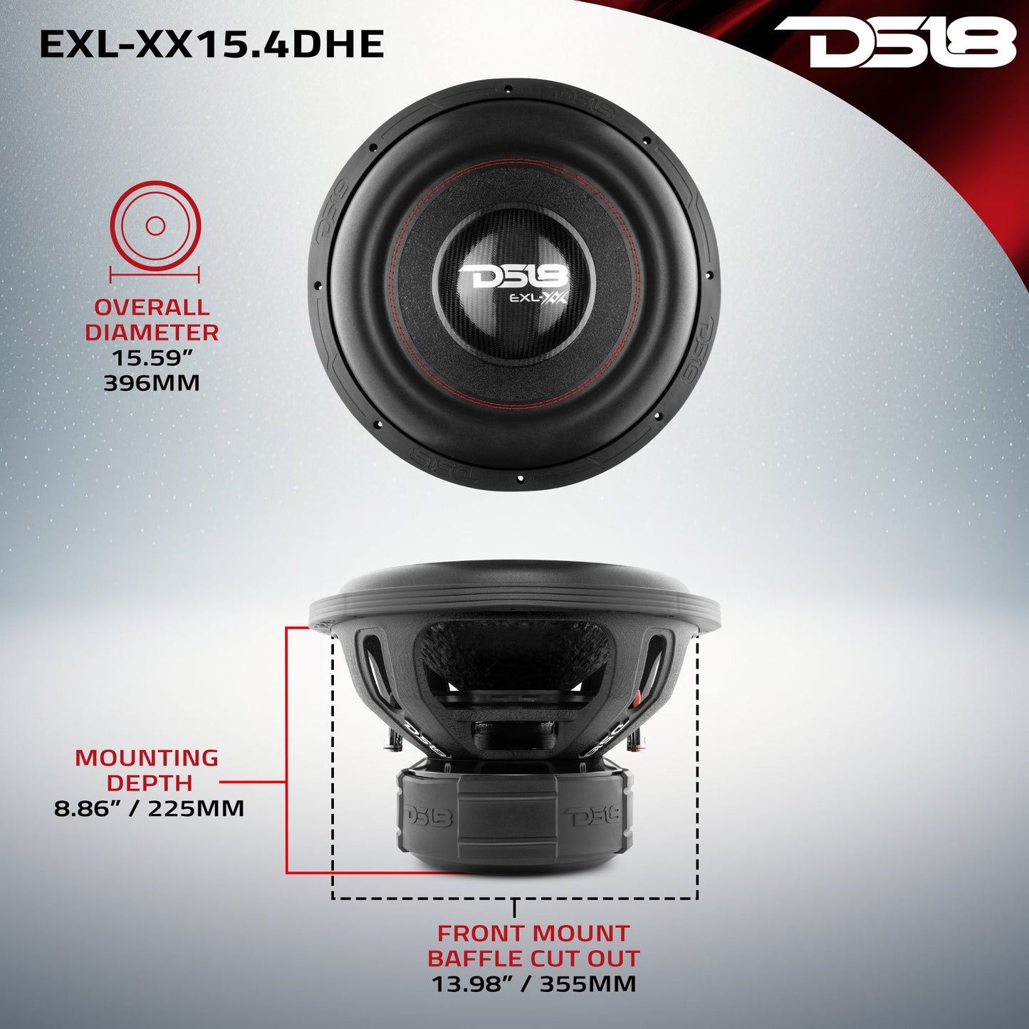 EXL XX 15" High Excursion Subwoofer 2000 Watts Rms DVC 4-Ohm.