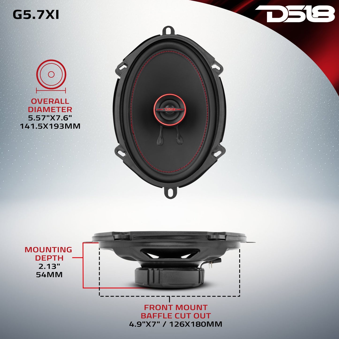 GEN-X 5x7" 2-Way Coaxial Speakers 50 Watts Rms 4-Ohm.