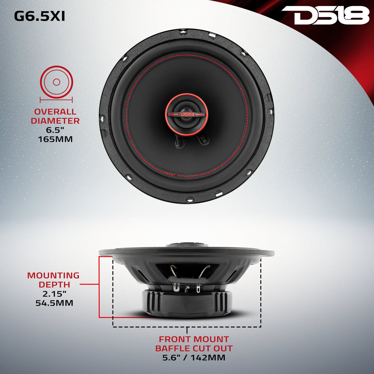 GEN-X 6.5" 2-Way Coaxial Speakers 50 Watts Rms 4-Ohm.