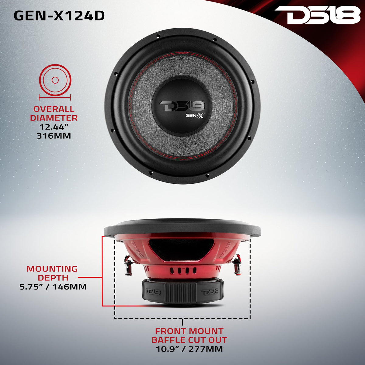 GEN-X 12" Subwoofer 450 Watts Rms DVC 4-Ohm.