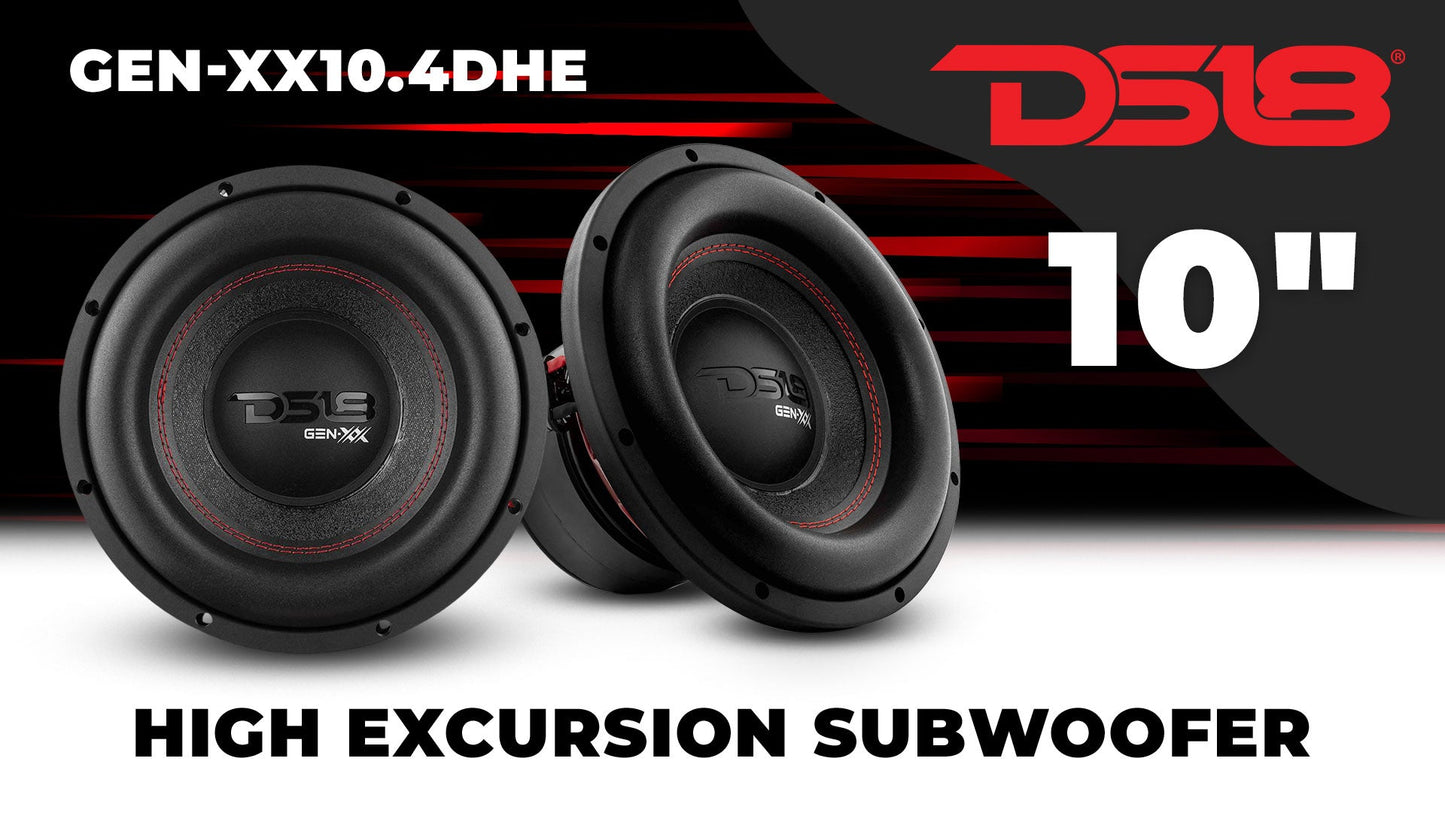 GEN-XX 10" High Excursion Subwoofer Double Stacked Magnets 500 Watts Rms DVC 4-Ohm.