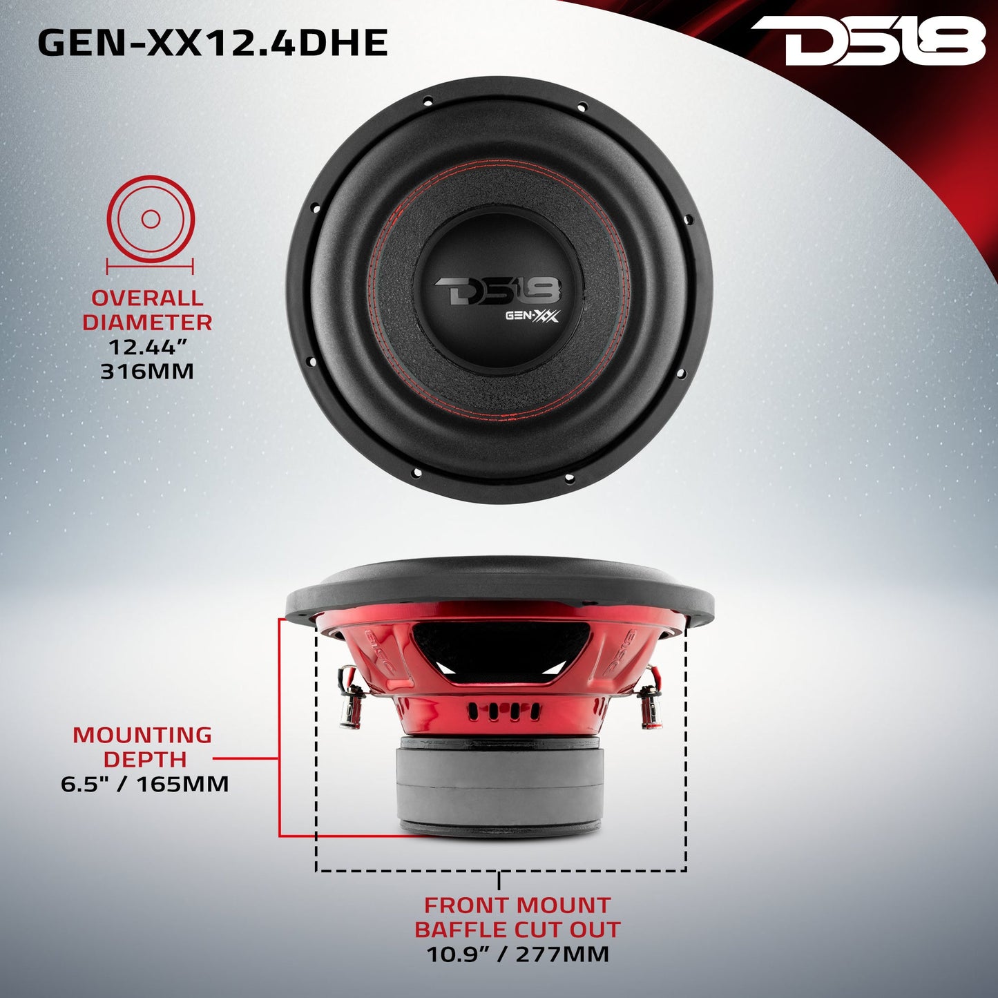 GEN-XX 12" High Excursion Subwoofer Double Stacked Magnets 600 Watts Rms DVC 4-Ohm.