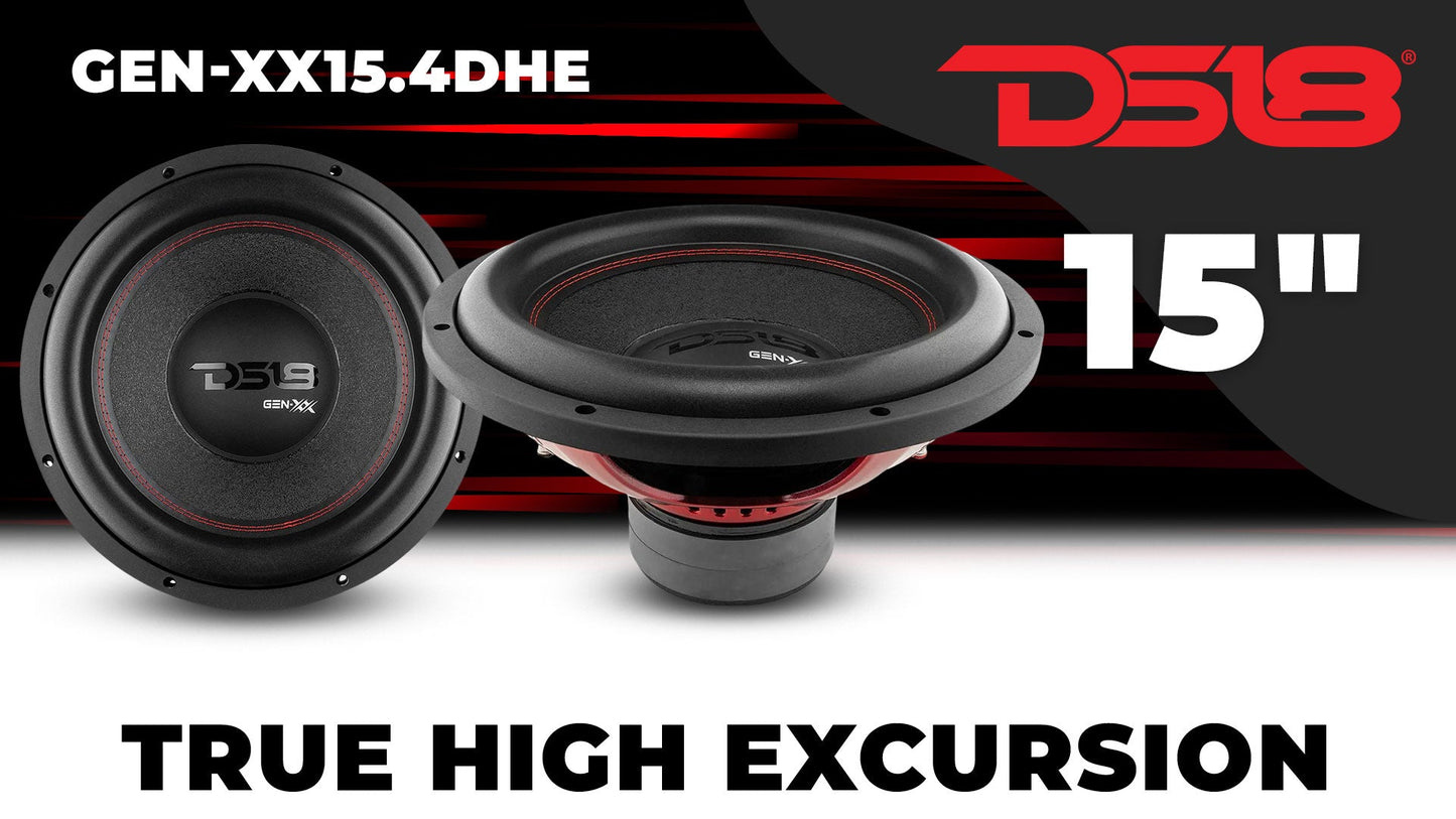 GEN-XX 15" High Excursion Subwoofer Double Stacked Magnets 600 Watts Rms DVC 4-Ohm.