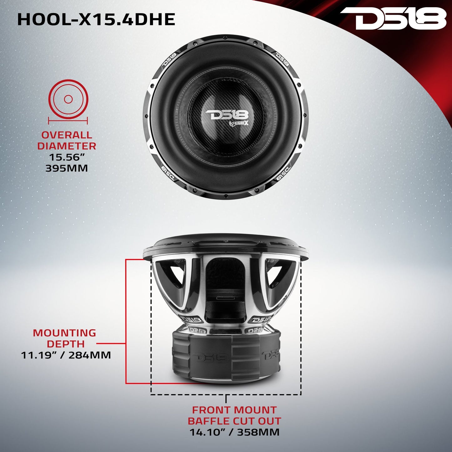 HOOLIGAN X 15" High Excursion Subwoofer 4000 Watts Rms 4" DVC 4-Ohm.