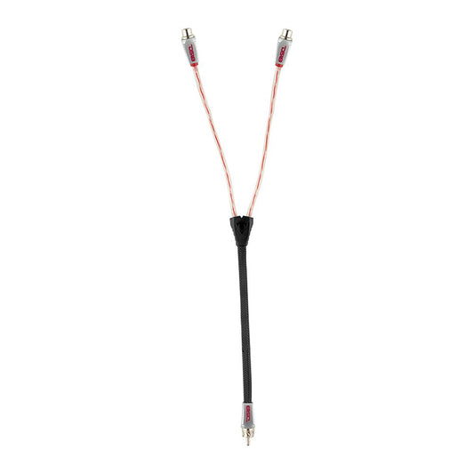 Level 3 RCA 100% Copper OFC Y Connector 2 FEMALE to 1 MALE - BLACK - RED.